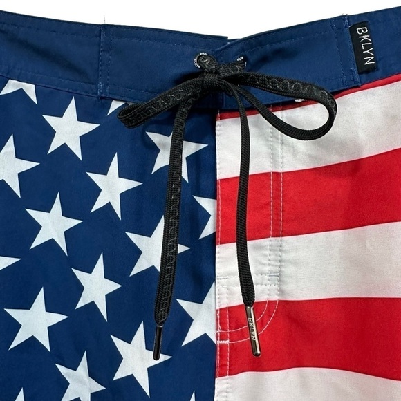 Brooklyn Cloth Red, White, Blue Men’s Flag Swim Board Shorts, 34 - Picture 7 of 12